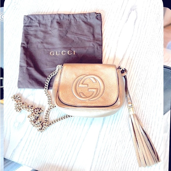 Gucci Gold Crossbody Bag with Tassel Detail main image 1